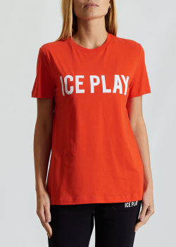 Женская красная футболка Iceberg Ice Play с логотипом, фото
